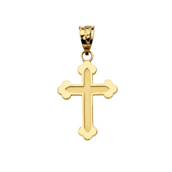 10K Solid Real Gold Greek Orthodox Cross Pendant